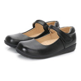 Zapato Escolar Niña Piel Negro Comodo Antiderrapante