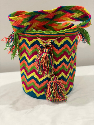 Mochila Wayuu Original Multicolor Bolso Artesania Colombiana