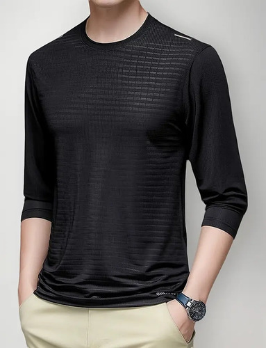 Playera Deportiva Negra Manga Larga Para Correr Fresca