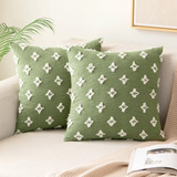 Juego 2 Fundas Almohada Verde Salvia Jacquard Rómbico 50x50