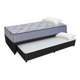 Sommier 1 1/2 Marinero Cama 90 Negro Ecocuero Inducol Onix