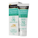 Neutrogena Sun Fresh Derm Care Protetor Solar Facial Em Creme Sem Cor Fps70 40g