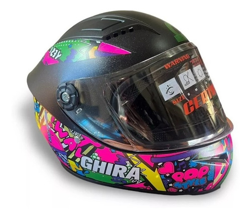 Casco Niña Ghira Gh1300 Kids Rosa Mate Pop Style Cerrado