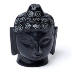 Máscara Buda De Cerámica Chica Esculpida Negra Decoración