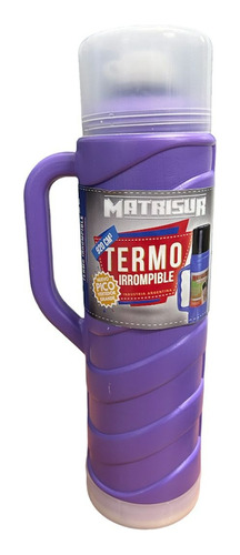 Termo Irrompible 1l Plastico C/manija Rayado-c