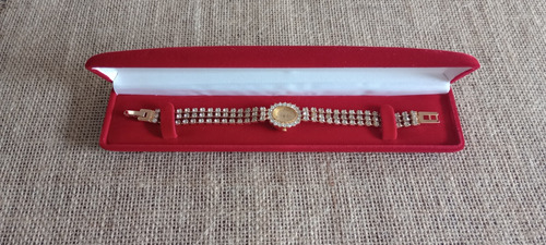 Reloj Pulsera Dorado Con Strass. Usado. Funcionando