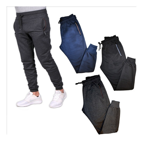 Pack 3 Pantalón Buzo Algodón Hombre Con Polar Env Gratis!