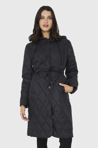 Parka Larga Quilt Cintura Ajustable Negro Nicopoly