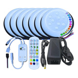 Kit 07 Luminária 9w Rgb 80mm Piscina + Controle Wifi + Fonte