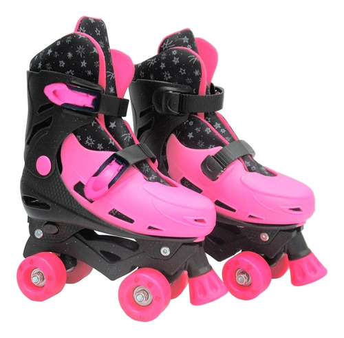 Patins 4 Rodas Clássico Pink Glitter Menina Roller Skate