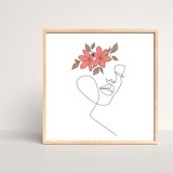 Cuadros Decorativos - Silueta Mujer Flores - 20x20