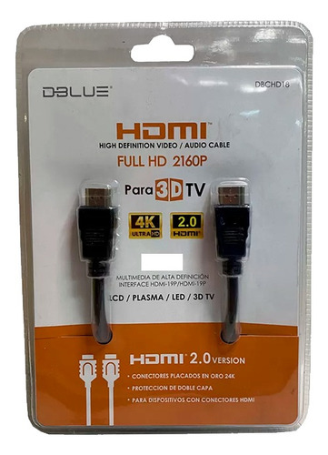 Cable Hdmi Full Hd 4k 3 Metros Dblue