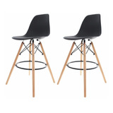 Kit 2 Banquetas Eiffel Preto Para Bancada Balcão Bar Bistrô Cor Banqueta Alta Com Encosto Para Cozinha Bar Balcão Charles Eames Eiffel Preta