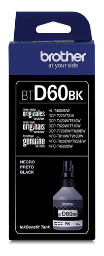 Tinta Brother Bt-d60 Negro T420 T520 T720 T920 T4000 T4500