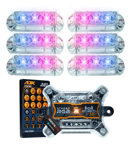 Strobo Ajk Central Rítmico 6 Faróis Led 3w Audio Microfone