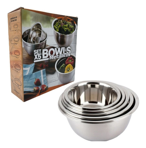 Bowl Acero Inoxidable Gruesos X 5 Calidad Premium Excel Cts