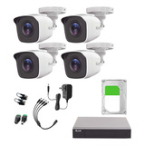 Hilook Kit De  4 Cámaras De Seguridad Exterior Hl24lq-plus-sc+2tb Turbohd 1080p Cctv