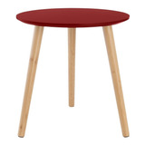 Mesa Lateral Roja Patas De Madera Color Rojo