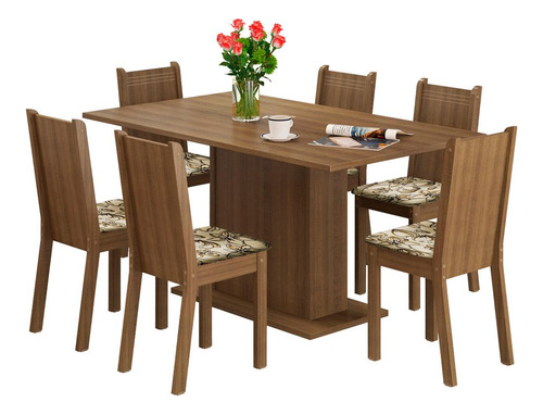 Comedor Madesa Megan Mesa Y 6 Sillas Rustic/lirio Beige