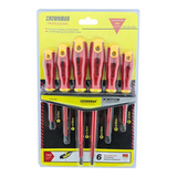 Set Kit Juego Destornilladores Electricos 6 Piezas Crownman