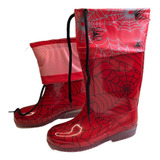 Botas Hule Roja Niño Jardin Lodo Spider Man Niña Lluvia Agua