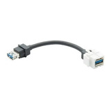 Jack Keystone Conector Usb 3.0 - Cable 15cm - Face Plate