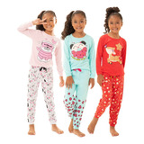 Kit 2 Pijama Infantil Menina Manga Longa Roupa Bebe Algodão