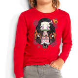 Polera Manga Larga Algodón Niñas Nezuko Demon Slayer