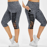 Leggings Deportivos Capris Con Encaje En Contraste De Talla