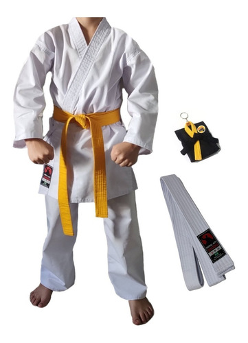 Kimono Karate Infantil Reforçado + Faixa Branca + Brinde