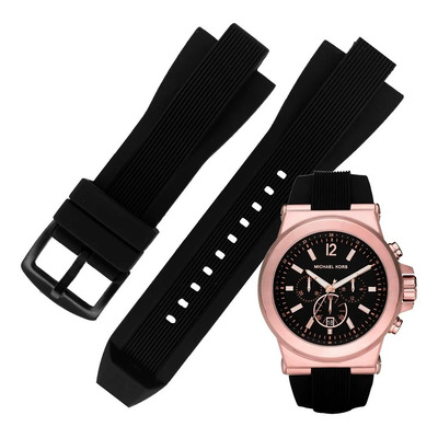 Correa Silicon Compatible Michael Kors Mk Dylan Mk8184 28mm Negro 2.8 Cm