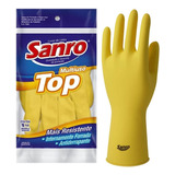 Kit 10 Pares Luva Latex Top Sanro Amarelo Qualquer Tamanho