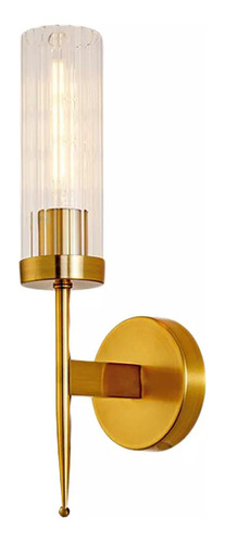 Arandela Dourada Vidro Transparente Cabeceira Banheiro Lup56