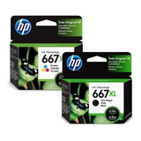 Kit De Cartuchos Originais Hp 667 Xl Color + Preto