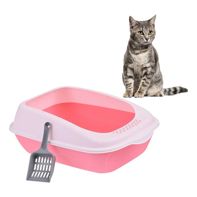 Arenero Sanitario Para Gato Abierto Grande Resistente + Pala Rosa | MercadoLibre