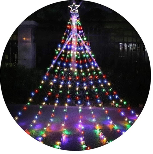 Luces Cascada Arbol De Navidad Estrella Guirnalda Luces 3mt