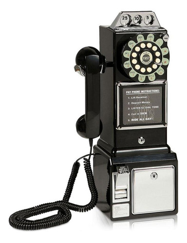 Telefone Com Fio Retro Watson Preto 32.387 Classic