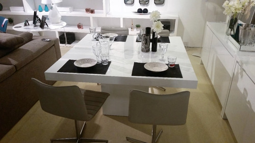 Mesa Jantar Retangular Em Mdf Laca Branco Brilho 140x80