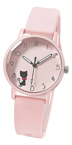 Reloj Lovely Cat Gatito Tendencia Malla Silicona Vs Colores 