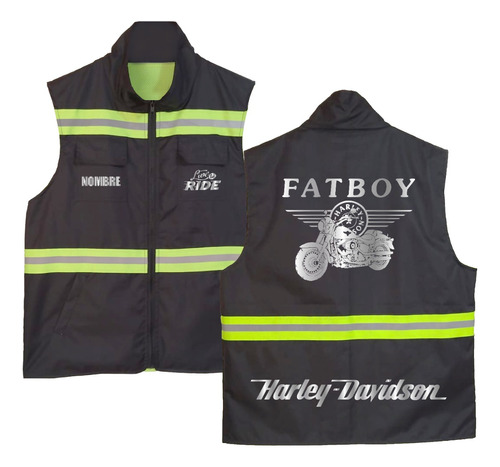 Chaleco Ind Mod Harley Davidson Fatboy Estampado Reflejante