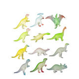 Juguete Animales Mini Dinosaurios Fluo X12 Goma Pack 011