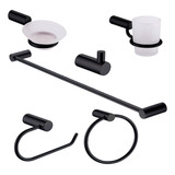 Juego De 6 Accesorios Para Baño Acero Inox Negro Rubinett