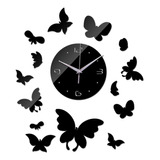 Nihay Reloj De Pared Moderno Mariposa Decorativa Negro2