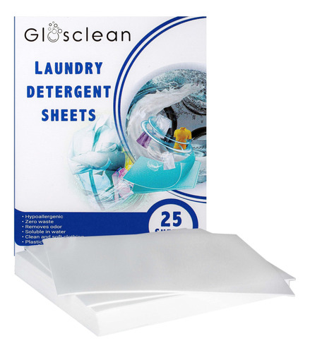 Glosclean Hojas De Detergente Para Ropa  50 Tiras Ecoló.