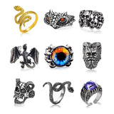 Anillos De Calavera De Serpiente Ajustables Mujeres Y H...