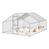 Metal Chicken Coop Outdoor Metal Walk-in Hen House With  Eem