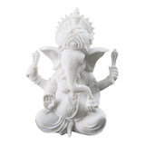 White Ganesha Elephant God Statue Sandstone Handmade Sc...