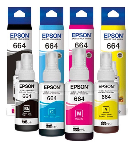 Tintas Epson 664 Para Impresoras L210 L355 L395 L555 Kit X 4