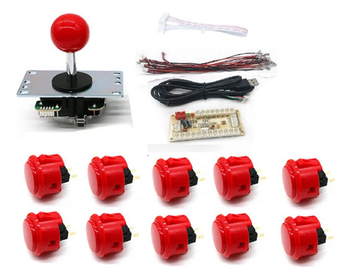 Kit Arcade Palanca Restrictor Octagonal+10 Botones+ Pulsador