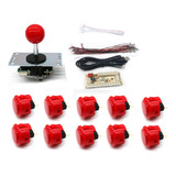 Kit Arcade Palanca Restrictor Octagonal+10 Botones+ Pulsador